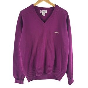 VTG! Slazenger Golf Shop Collection V-Neck Cotton Sweater Purple Mens Medium
